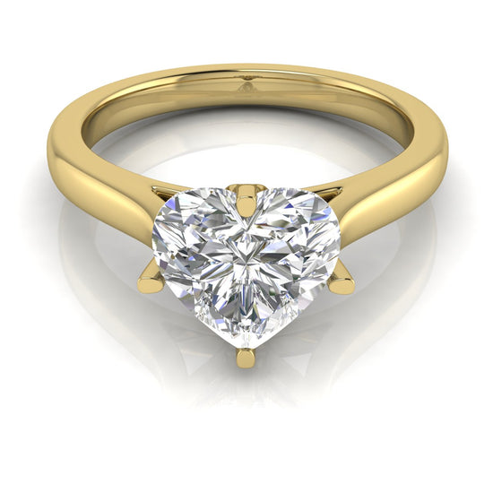 Lotus Prong Heart Shaped Moissanite Engagement Ring