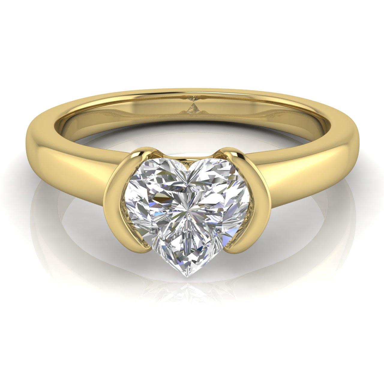 Half Bezel Heart Shaped Lab Diamond Engagement Ring