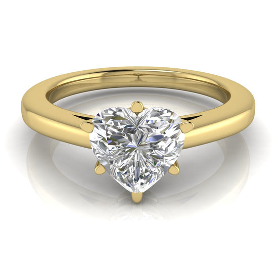 6 prong Cathedral Heart Shaped Lab Diamond Engagement Ring