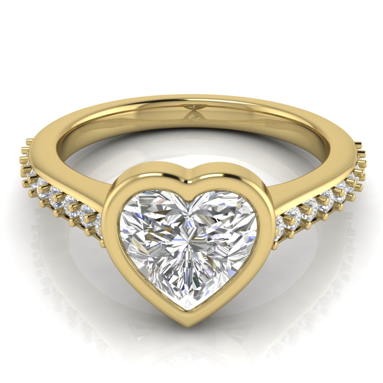 Pave Bezel Heart Shaped Moissanite Engagement Ring