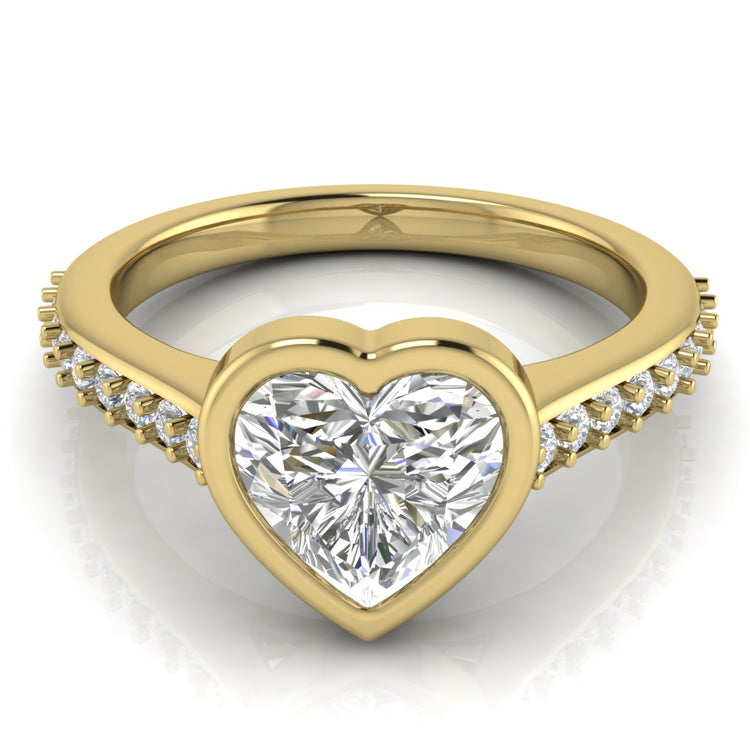 Pave Bezel Heart Shaped Lab Diamond Engagement Ring