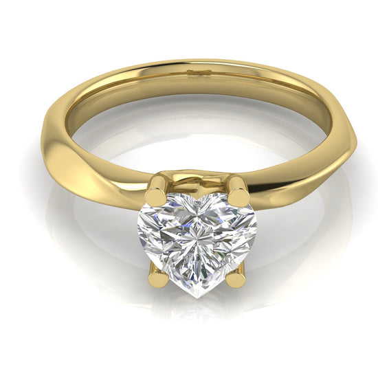 Knife Edge Crossover Heart Shaped Lab Diamond Engagement Ring