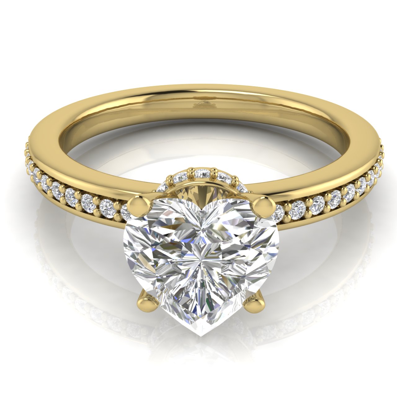 Hidden Halo Heart Shaped Lab Diamond Engagement Ring