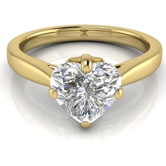 Hidden Accent Heart Shaped Lab Diamond Engagement Ring