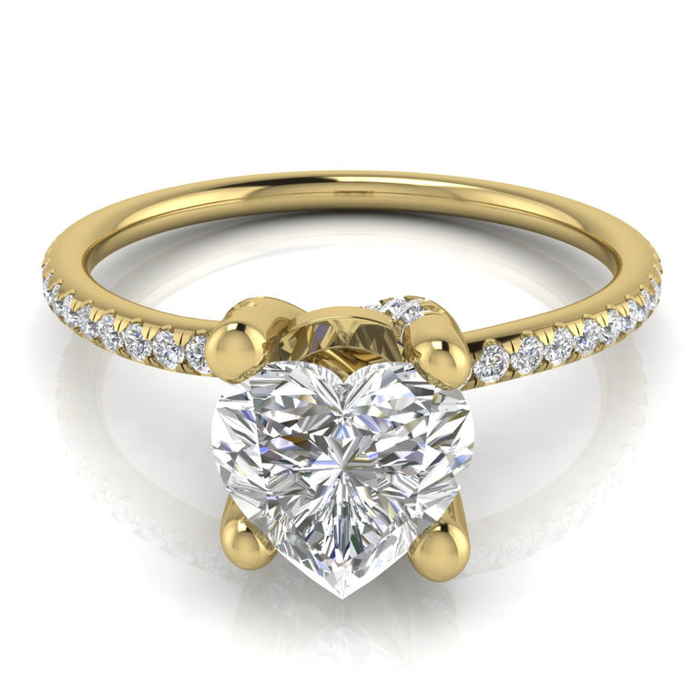 Prong Pave Heart Shaped Lab Diamond Engagement Ring