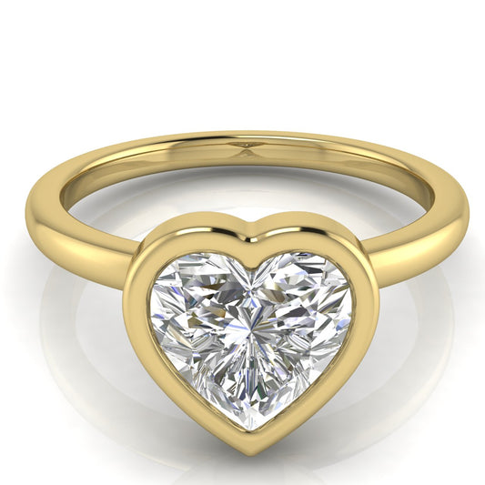 Bezel Heart Shaped Lab Diamond Engagement Ring