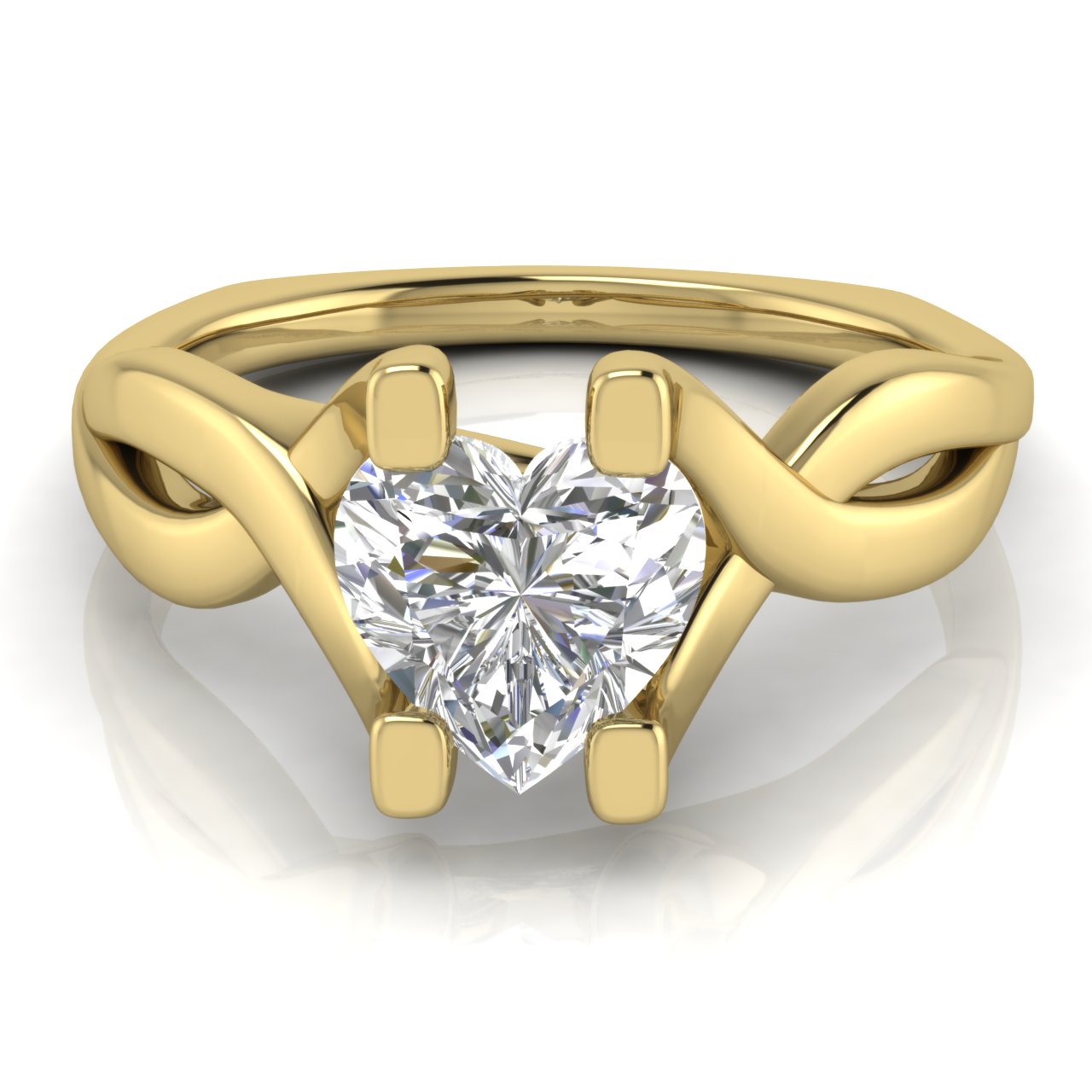 Twisted Shank Heart Shaped Moissanite Engagement Ring