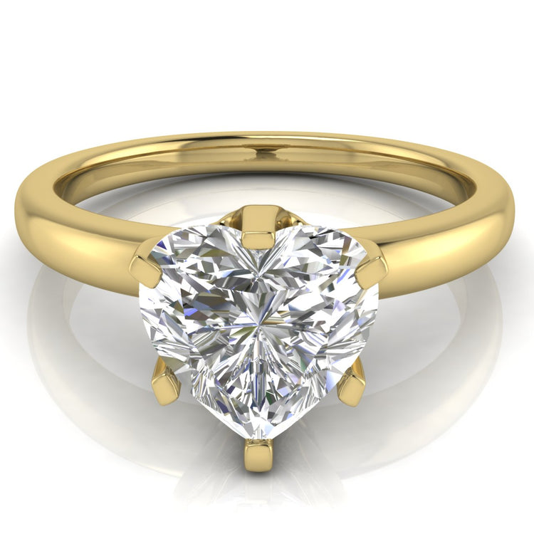 Elegant 6 Prong Heart Shaped Lab Diamond Engagement Ring