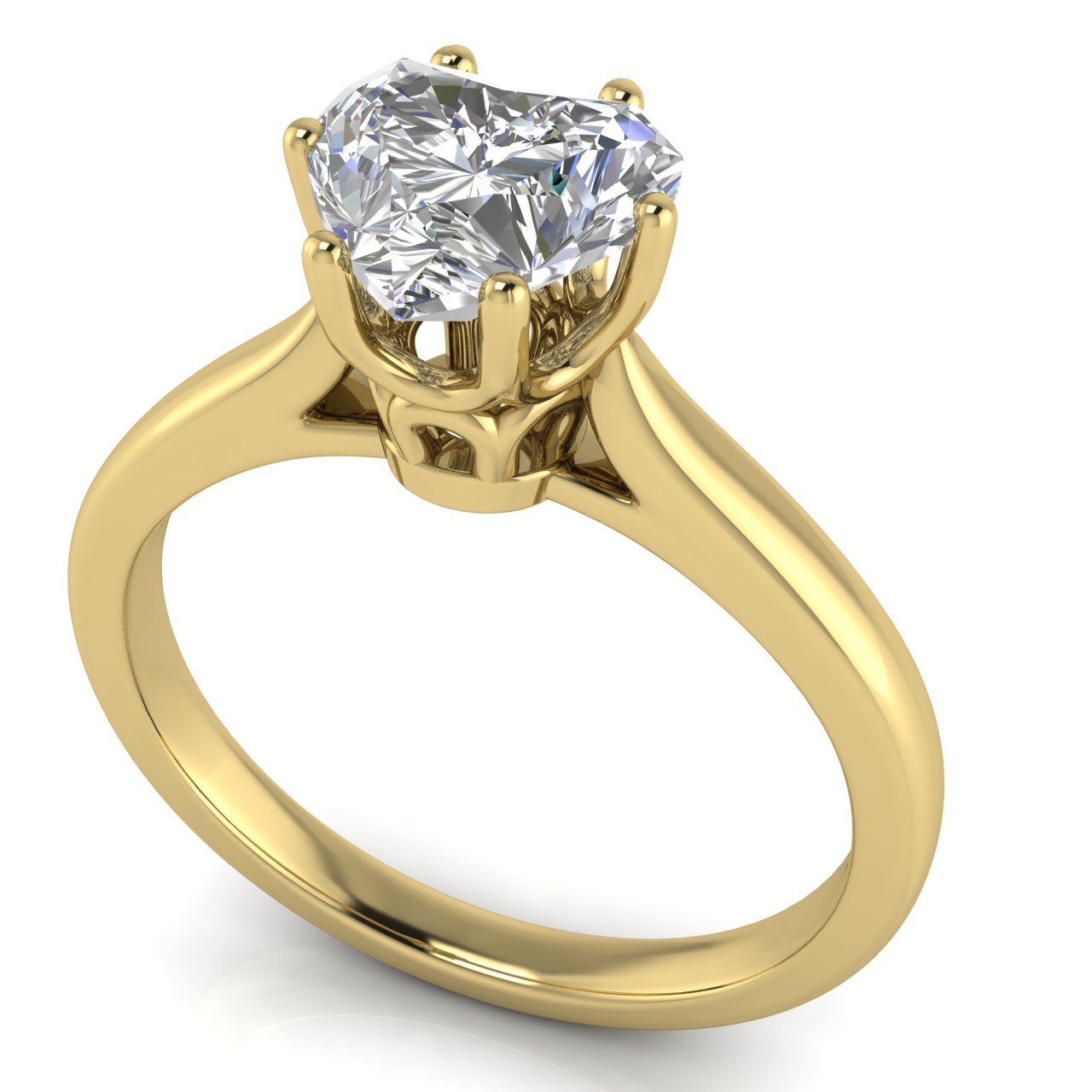 Crown Heart Shaped Lab Diamond Engagement Ring