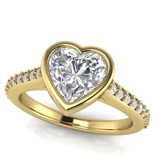 Pave Bezel Heart Shaped Moissanite Engagement Ring