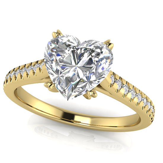 Inset Style Heart Shaped Moissanite Engagement Ring