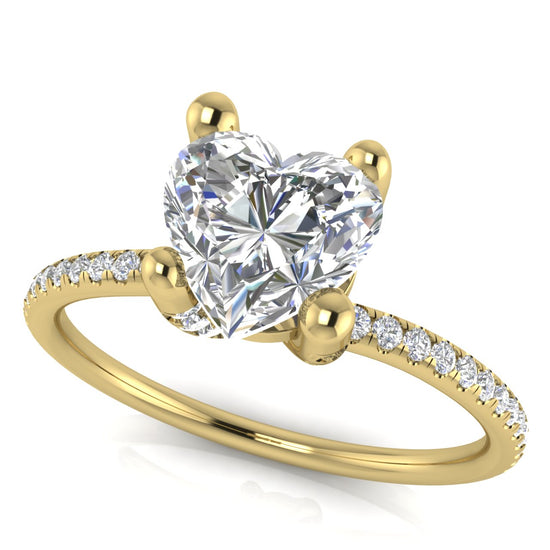 Prong Pave Heart Shaped Lab Diamond Engagement Ring