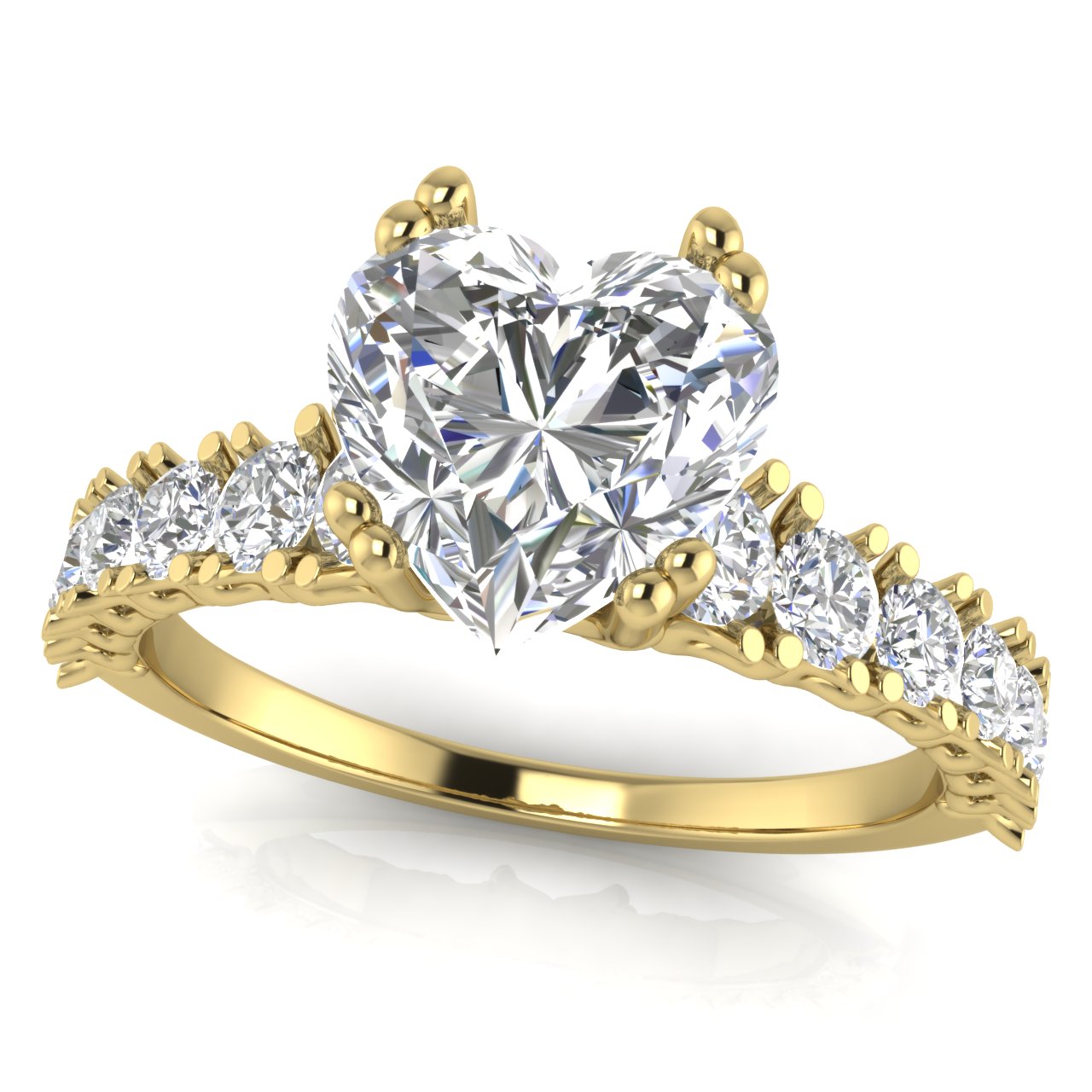 Scalloped Pave Heart Shaped Lab Diamond Engagement Ring