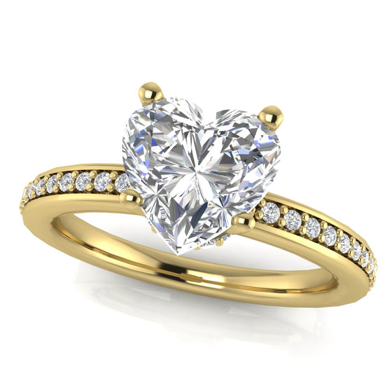 Hidden Halo Heart Shaped Moissanite Engagement Ring