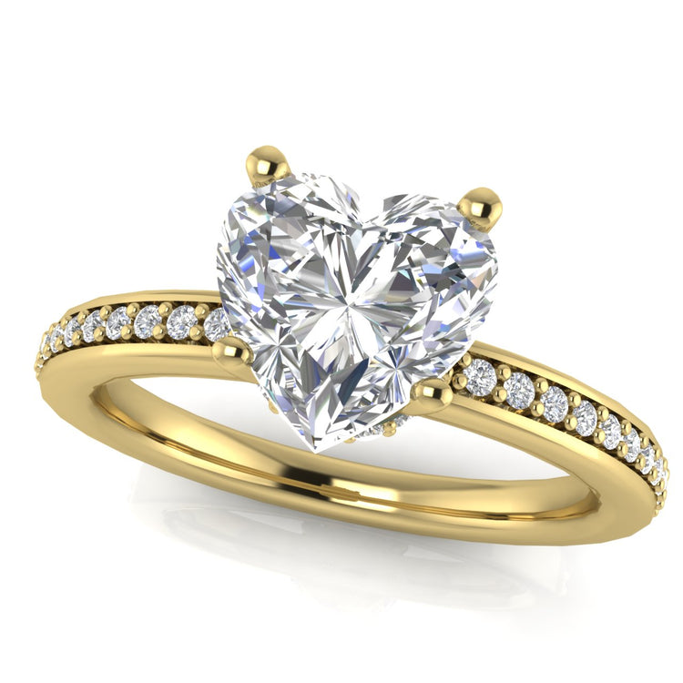 Hidden Halo Heart Shaped Lab Diamond Engagement Ring