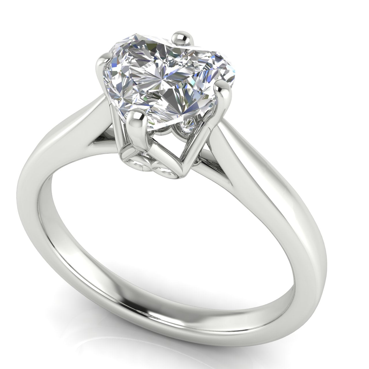 Hidden Accent Heart Shaped Moissanite Engagement Ring