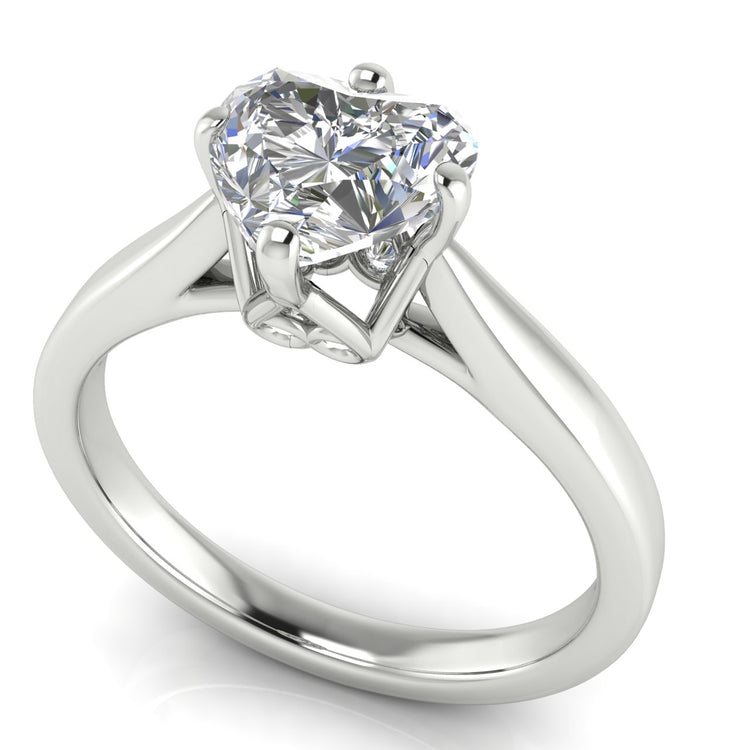 Hidden Accent Heart Shaped Lab Diamond Engagement Ring