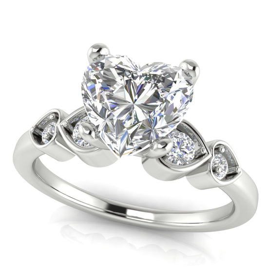 Romance Heart Shaped Moissanite Engagement Ring