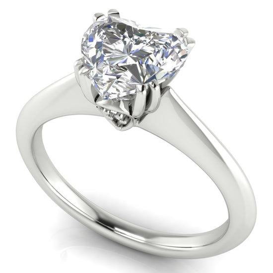 Double Prong Tulip Heart Shaped Moissanite Engagement Ring