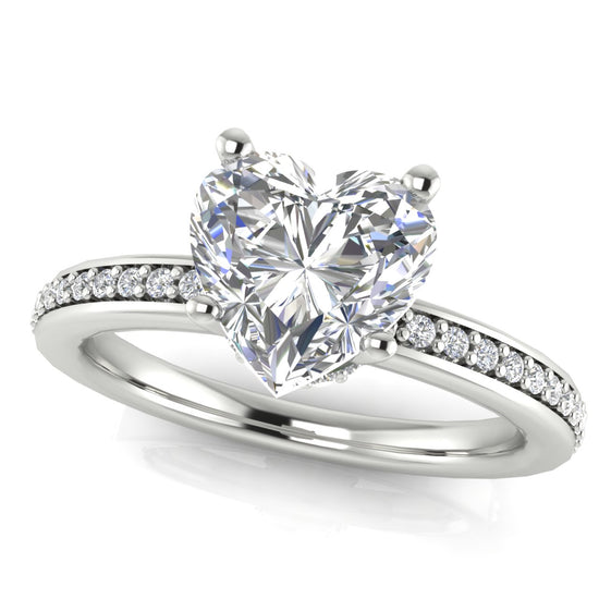 Hidden Halo Heart Shaped Moissanite Engagement Ring