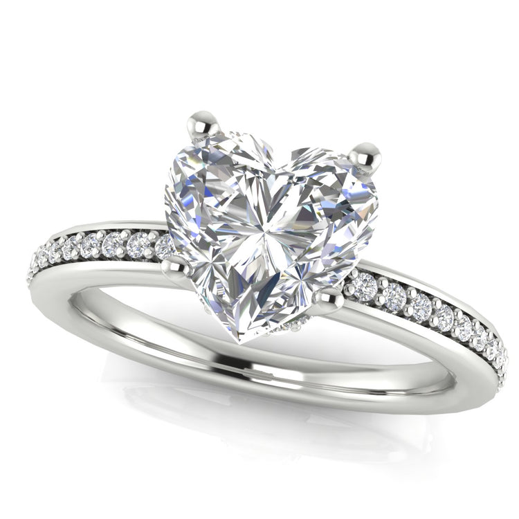 Hidden Halo Heart Shaped Lab Diamond Engagement Ring