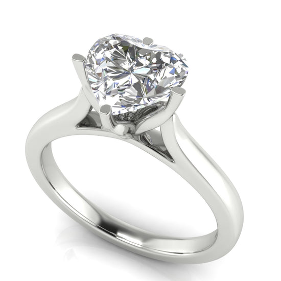 Lotus Prong Heart Shaped Lab Diamond Engagement Ring