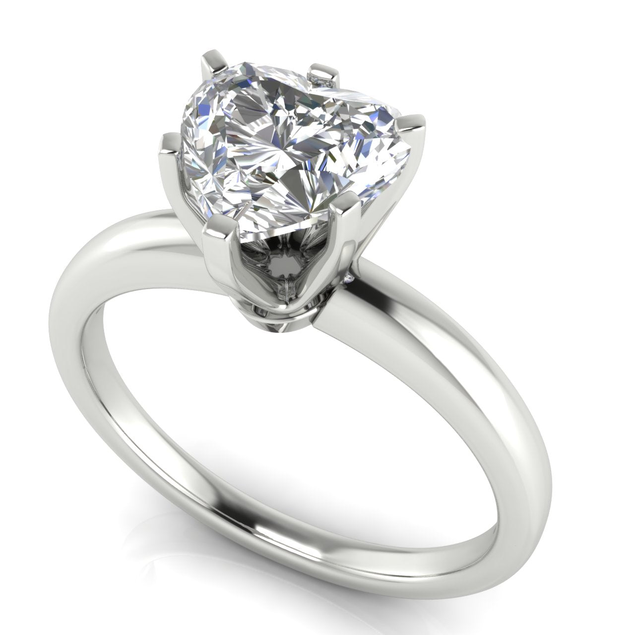 Elegant 6 Prong Heart Shaped Lab Diamond Engagement Ring