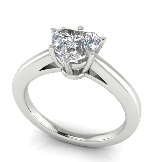 6 prong Cathedral Heart Shaped Lab Diamond Engagement Ring