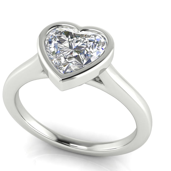 Floating Bezel Heart Shaped Moissanite Engagement Ring