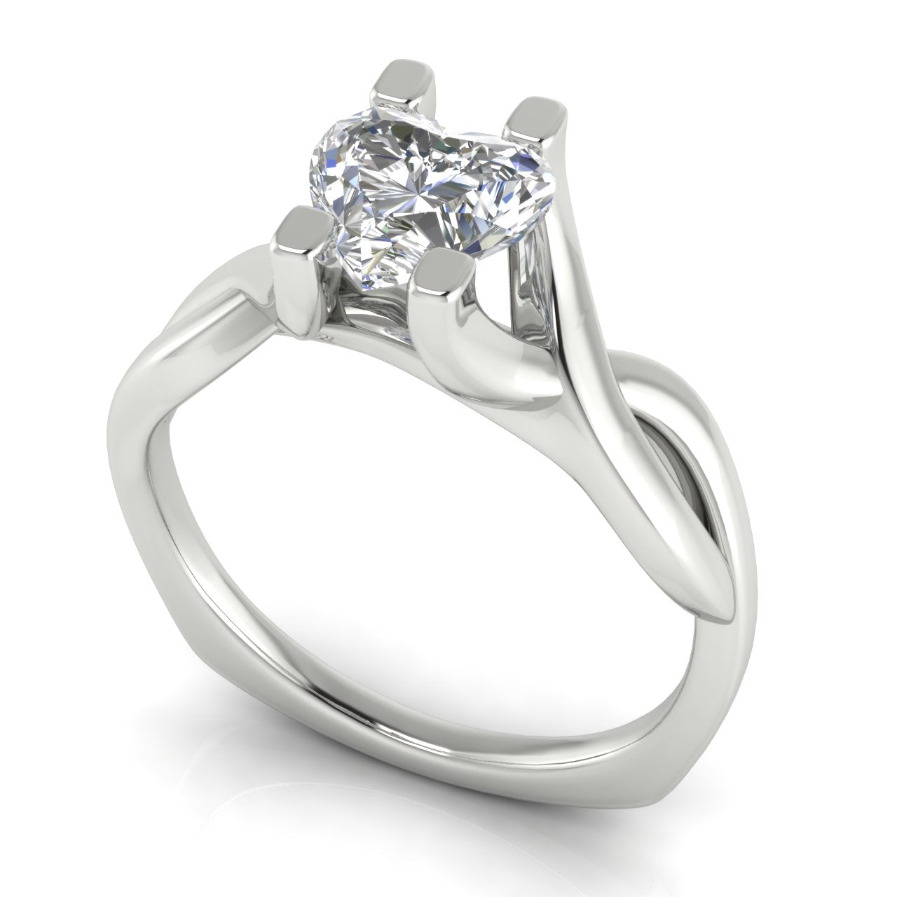 Twisted Shank Heart Shaped Lab Diamond Engagement Ring