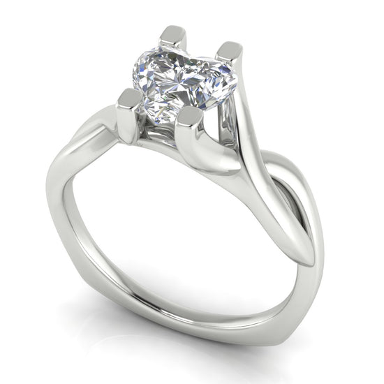 Twisted Shank Heart Shaped Moissanite Engagement Ring