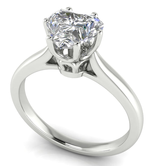 Crown Heart Shaped Lab Diamond Engagement Ring