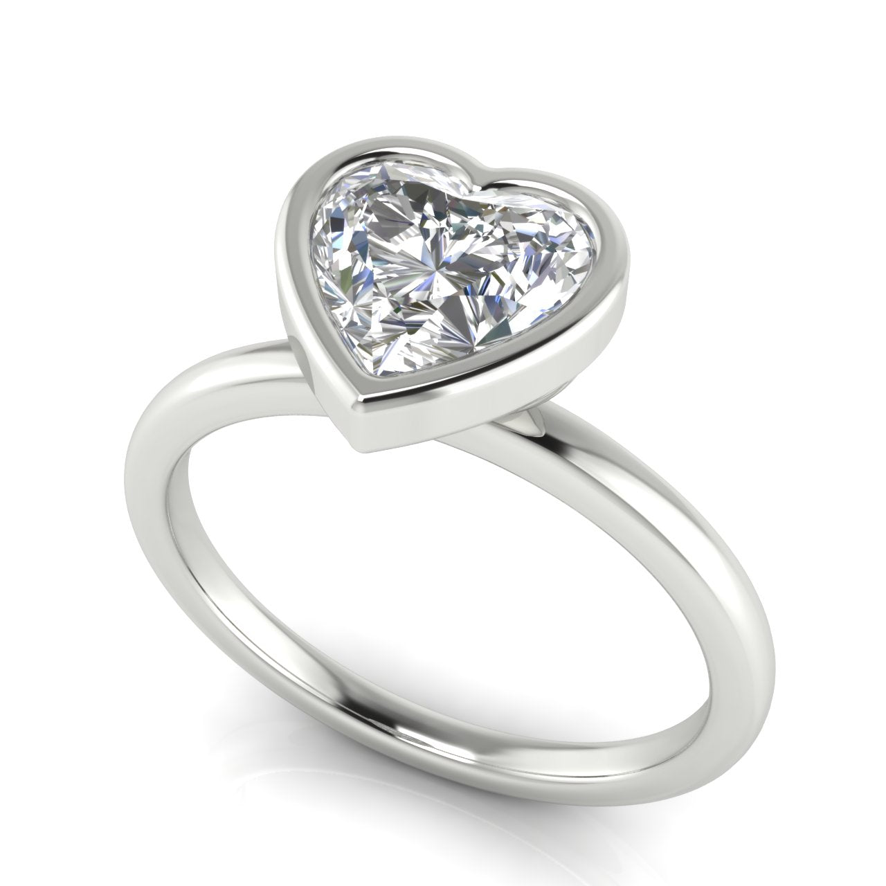 Bezel Heart Shaped Moissanite Engagement Ring