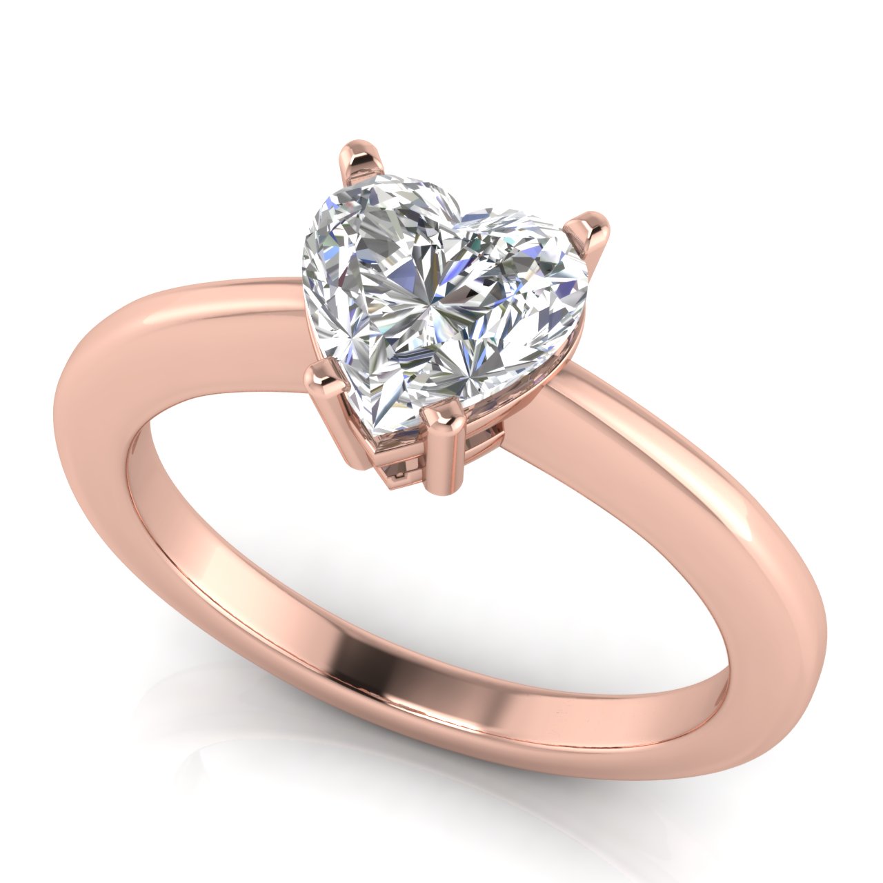 4 Prong Basket Heart Shaped Lab Diamond Engagement Ring