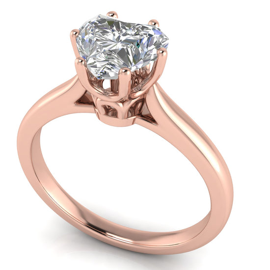 Crown Heart Shaped Lab Diamond Engagement Ring