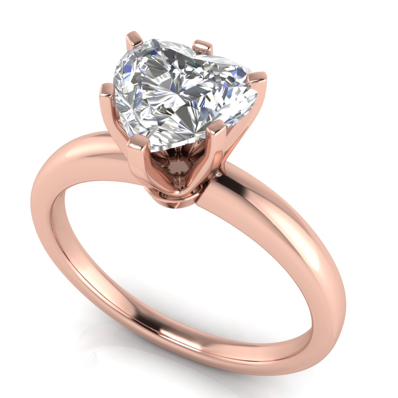 Elegant 6 Prong Heart Shaped Lab Diamond Engagement Ring