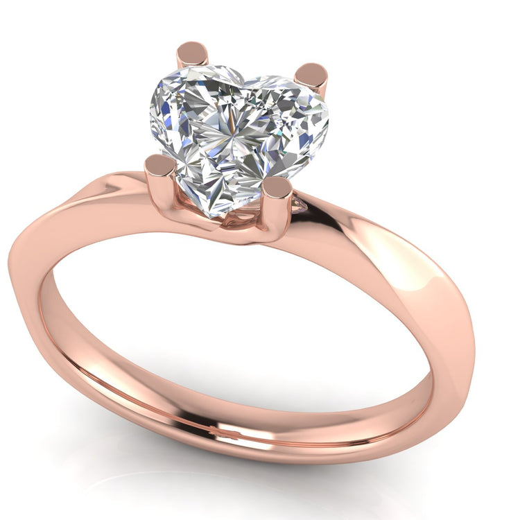 Knife Edge Crossover Heart Shaped Lab Diamond Engagement Ring