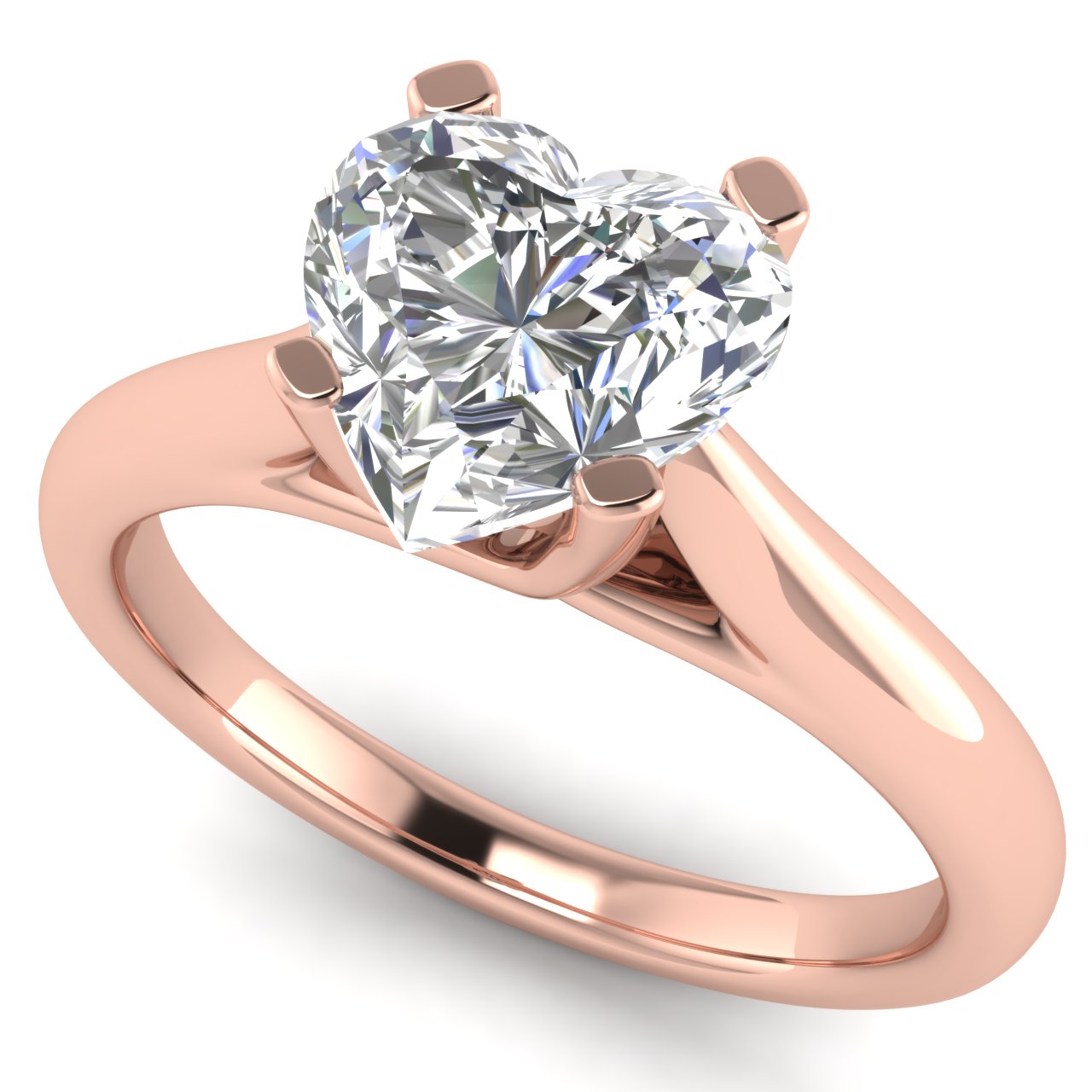 Bypass Basket Heart Shaped Lab Diamond Engagement Ring