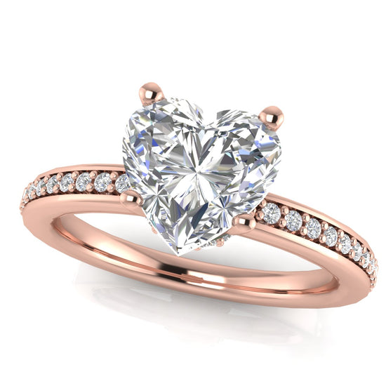 Hidden Halo Heart Shaped Lab Diamond Engagement Ring