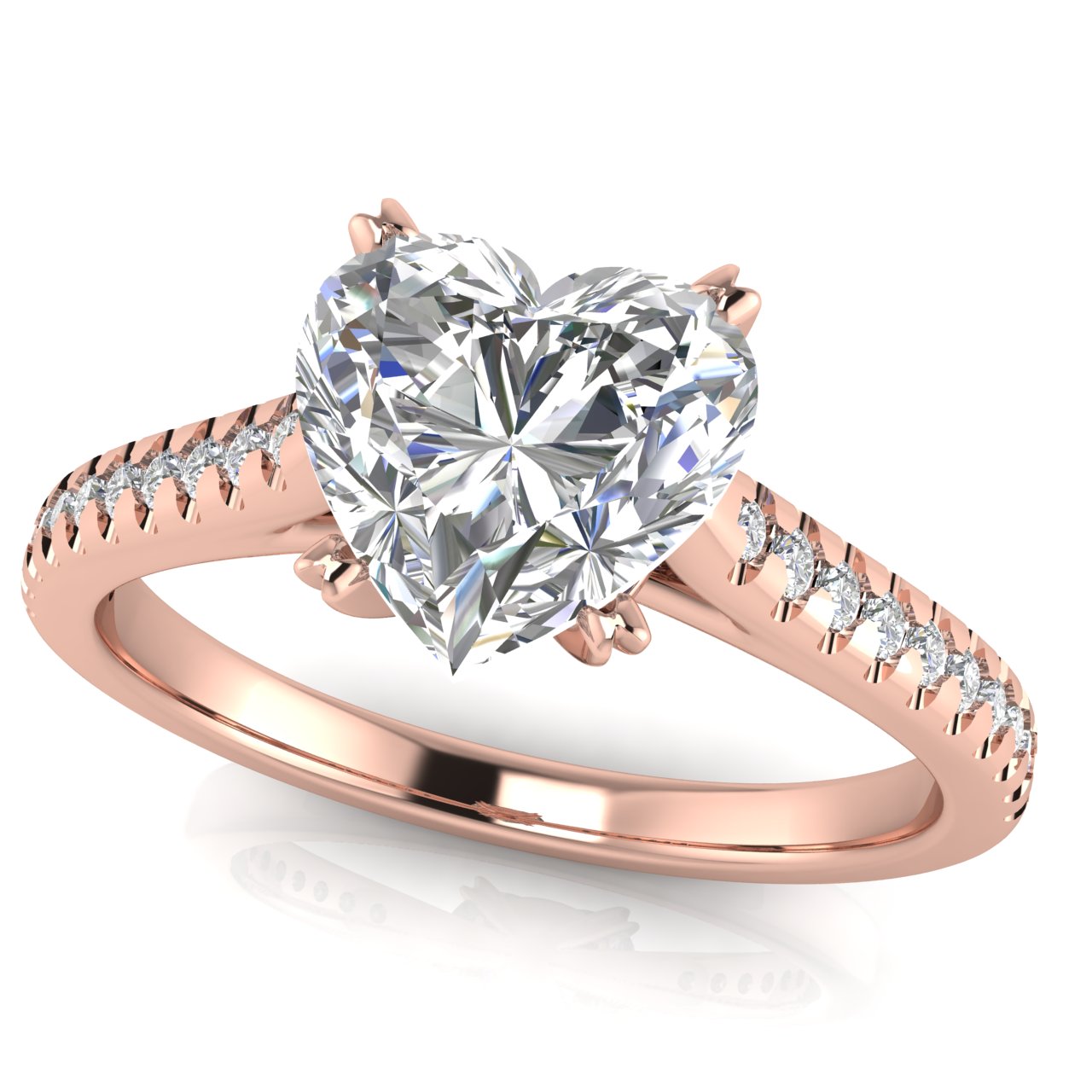 Inset Style Heart Shaped Moissanite Engagement Ring