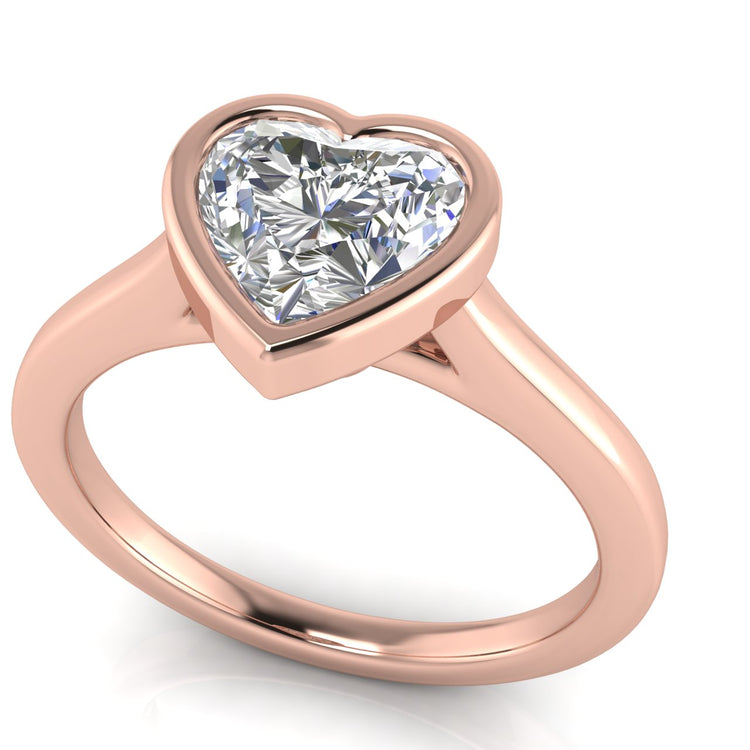 Floating Bezel Heart Shaped Moissanite Engagement Ring