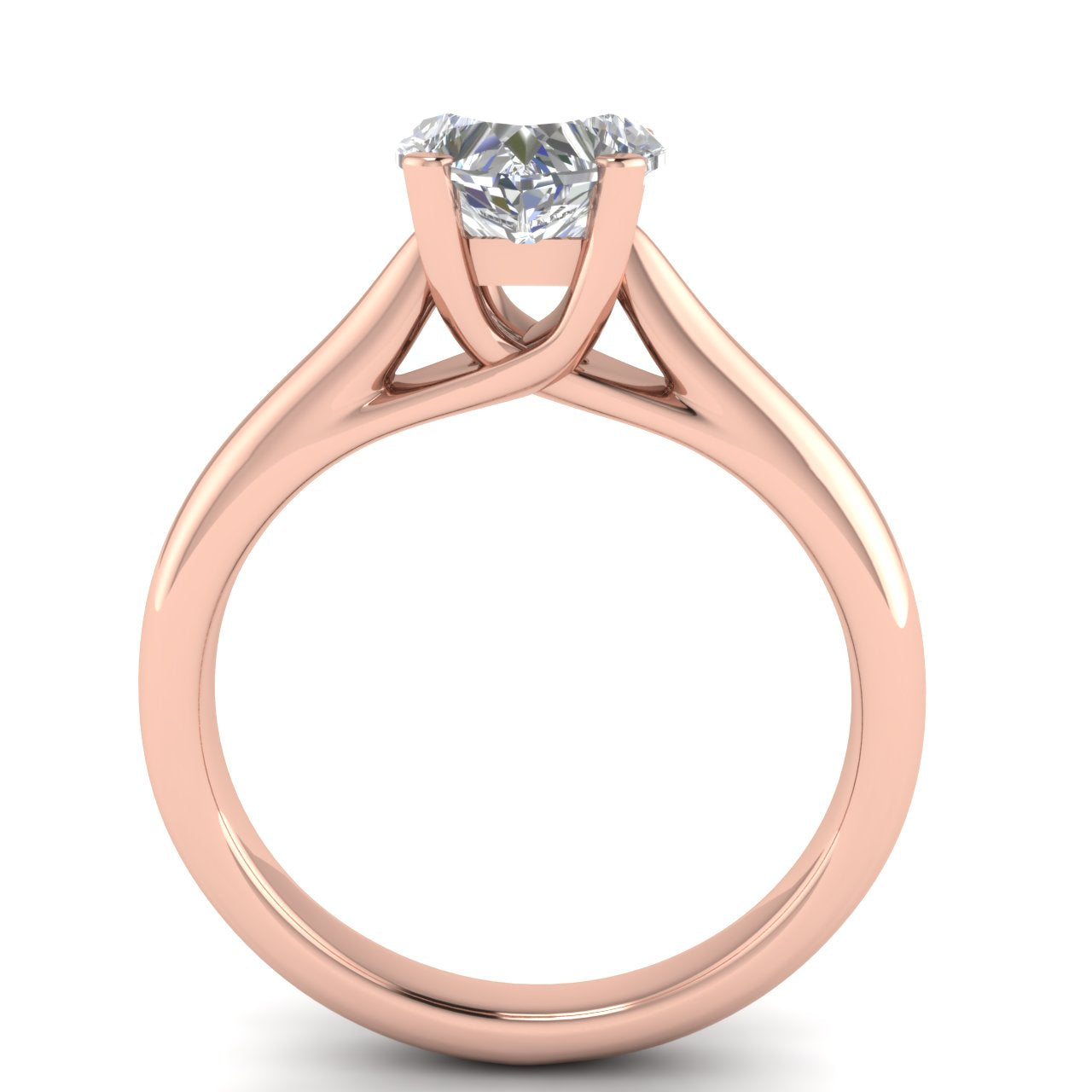 Bypass Basket Heart Shaped Lab Diamond Engagement Ring