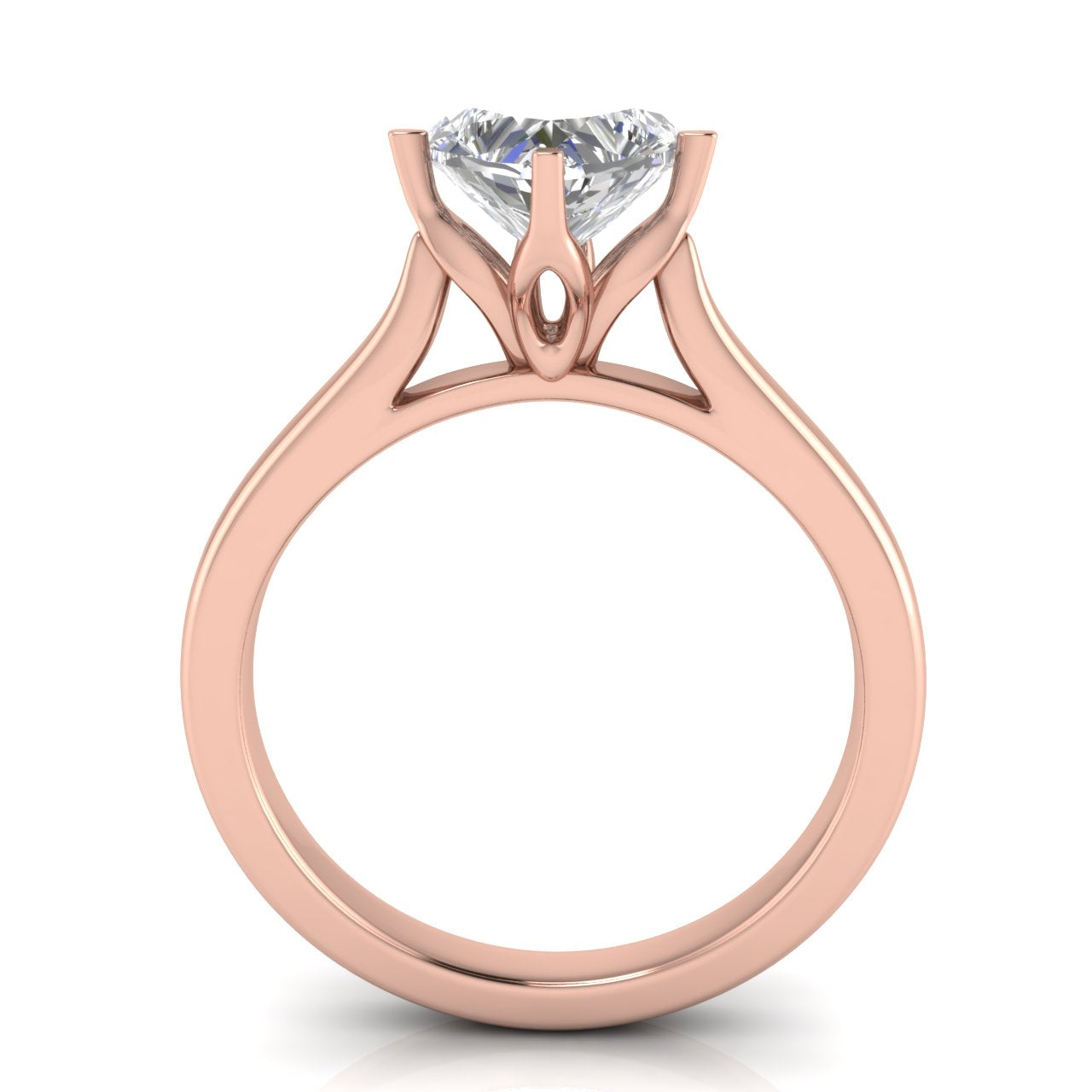 Lotus Prong Heart Shaped Lab Diamond Engagement Ring