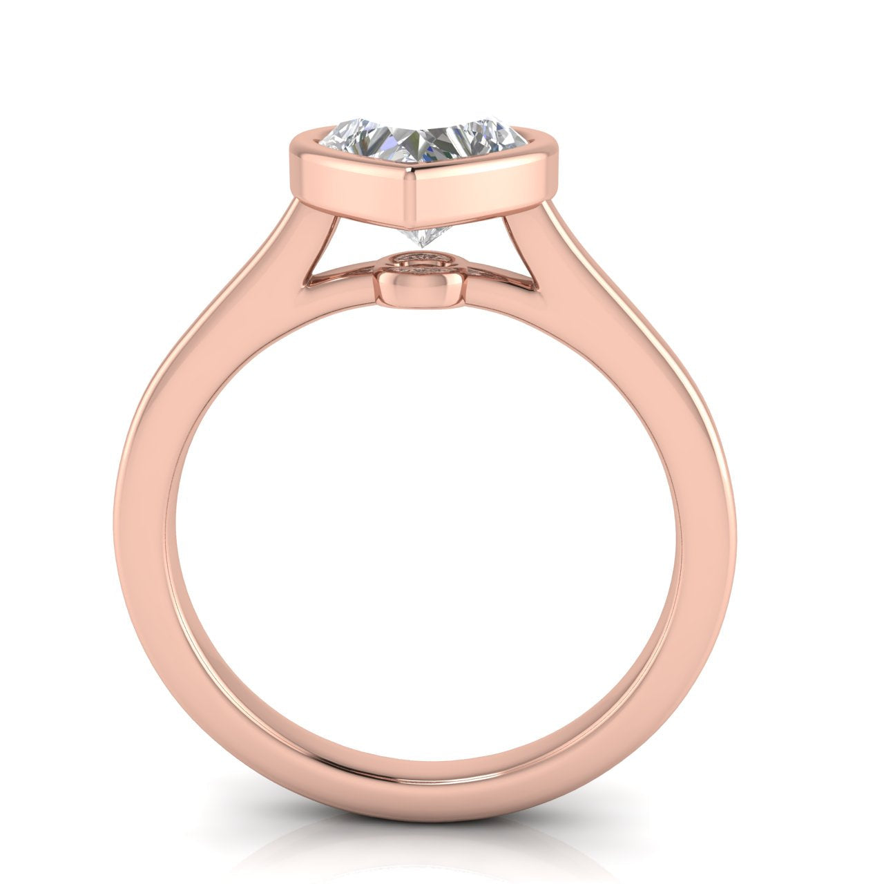 Floating Bezel Heart Shaped Lab Diamond Engagement Ring