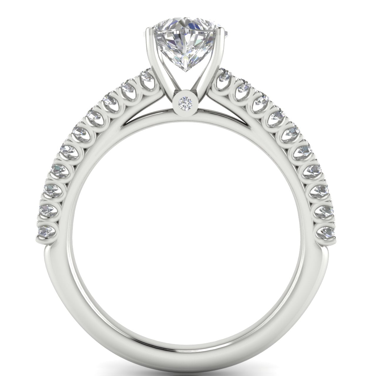 Floating Pave Heart Shaped Moissanite Engagement Ring