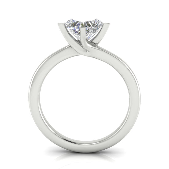 Bypass Heart Shaped Moissanite Engagement Ring