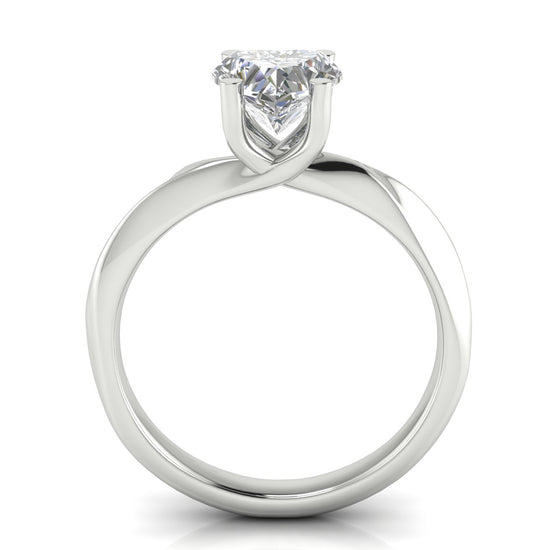 Knife Edge Crossover Heart Shaped Moissanite Engagement Ring