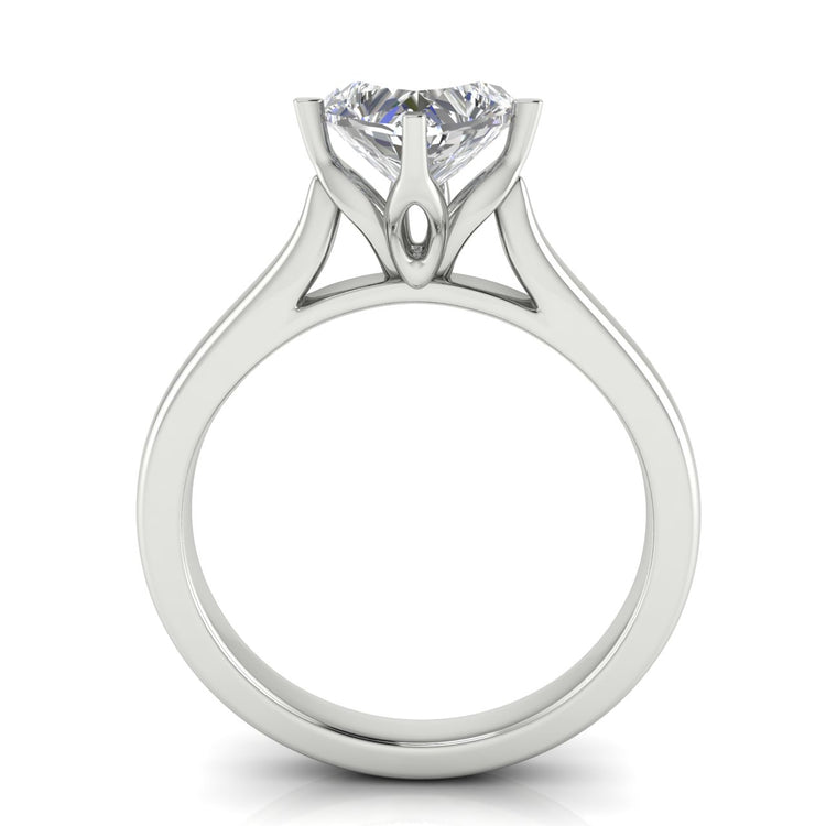 Lotus Prong Heart Shaped Lab Diamond Engagement Ring