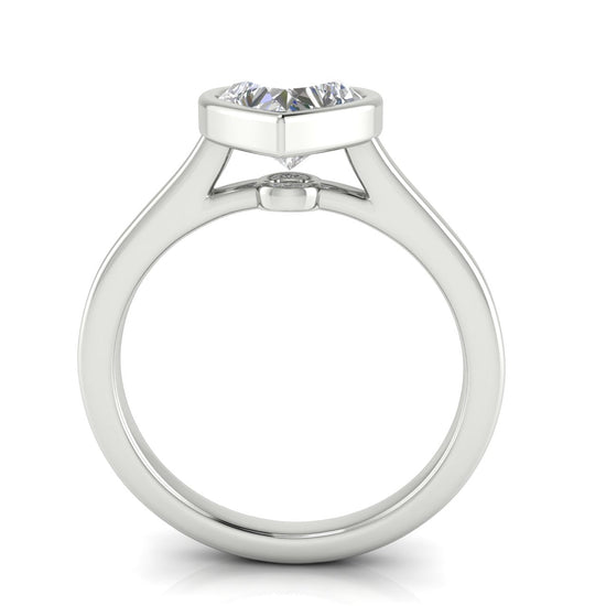 Floating Bezel Heart Shaped Lab Diamond Engagement Ring