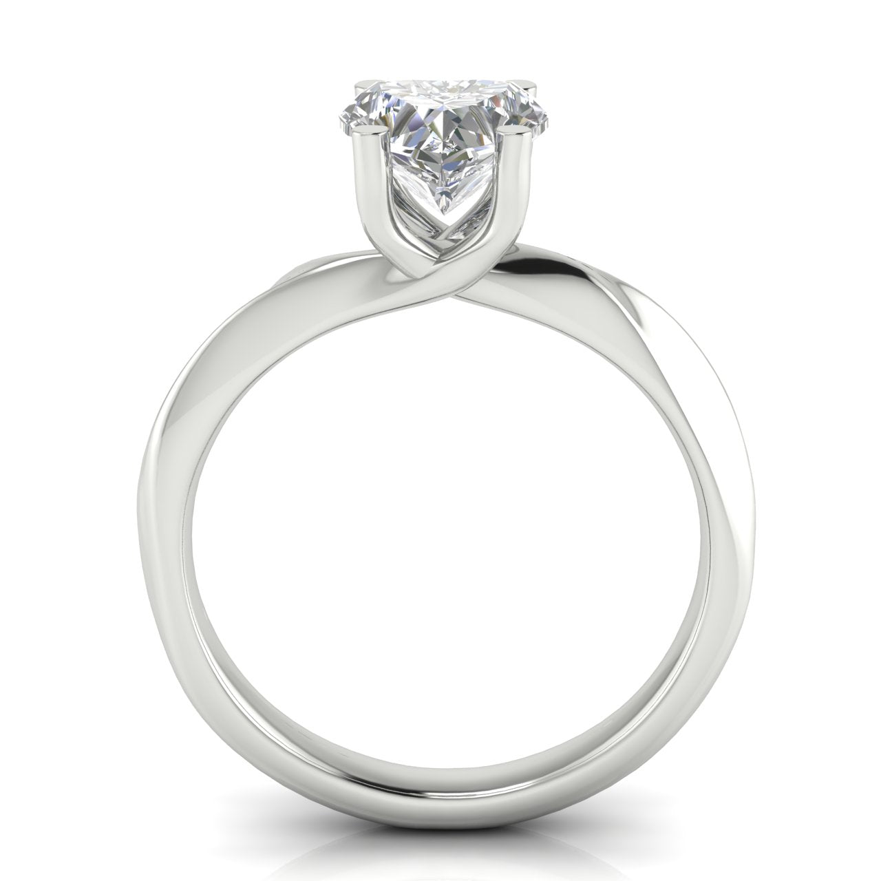 Knife Edge Crossover Heart Shaped Lab Diamond Engagement Ring